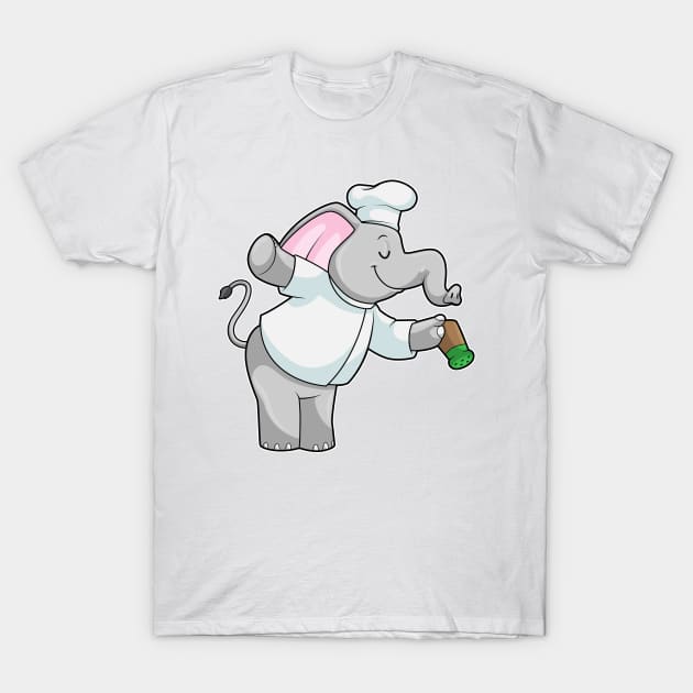 Elephant as Chef with Salt shaker T-Shirt by Markus Schnabel